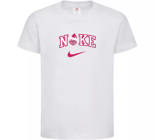 Дитяча футболка Грінч рожевий ВИШИВКА Білий фото