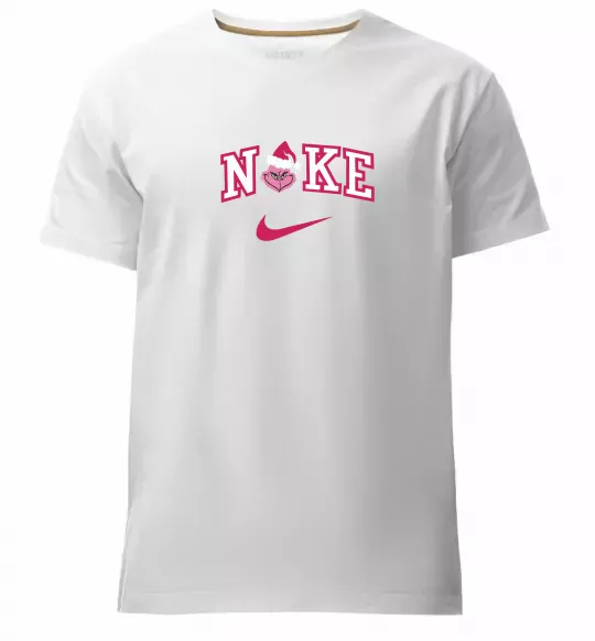 Чоловіча преміум футболка Грінч рожевий ВИШИВКА Білий фото