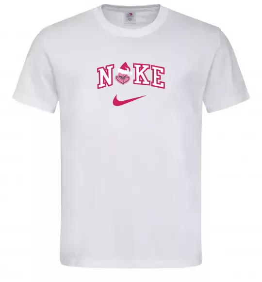 Чоловіча футболка Грінч рожевий ВИШИВКА Білий фото