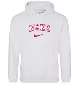 Чоловіча толстовка (худі) Грінч рожевий ВИШИВКА Сірий меланж фото