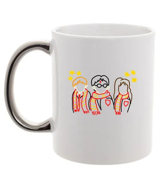 Чашка з кольоровою ручкою Гаррі Поттер ВИШИВКА Срібло фото