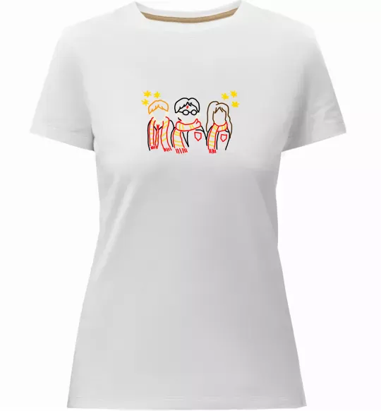 Женская премиум футболка Гаррі Поттер ВИШИВКА Белый фото