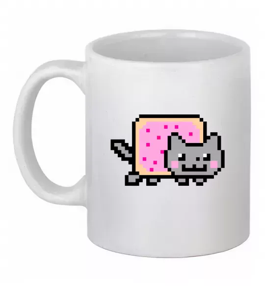 Чашка керамическая Nyan cat ВИШИВКА Белый фото