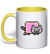 Чашка з кольоровою ручкою Nyan cat ВИШИВКА Сонячно жовтий фото