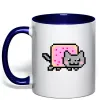 Чашка с цветной ручкой Nyan cat ВИШИВКА Глубокий темно-синий фото