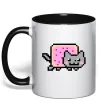 Чашка с цветной ручкой Nyan cat ВИШИВКА Черный фото
