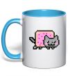 Чашка з кольоровою ручкою Nyan cat ВИШИВКА Блакитний фото