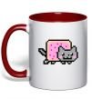 Чашка з кольоровою ручкою Nyan cat ВИШИВКА Червоний фото