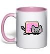 Чашка з кольоровою ручкою Nyan cat ВИШИВКА Ніжно рожевий фото