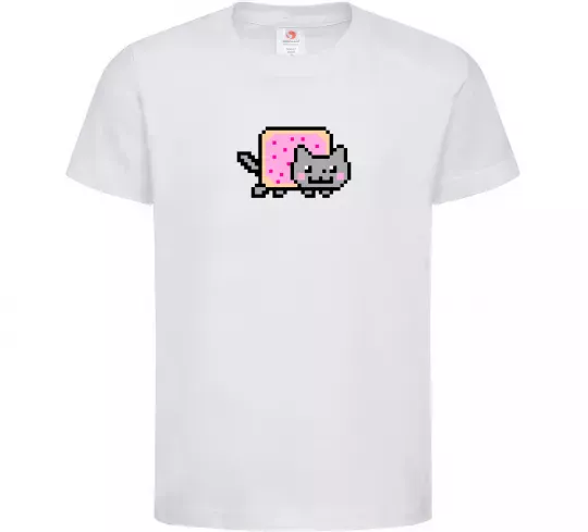 Детская футболка Nyan cat ВИШИВКА Белый фото