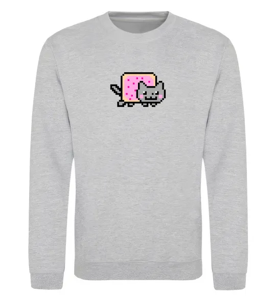 Свитшот Nyan cat ВИШИВКА Серый меланж фото