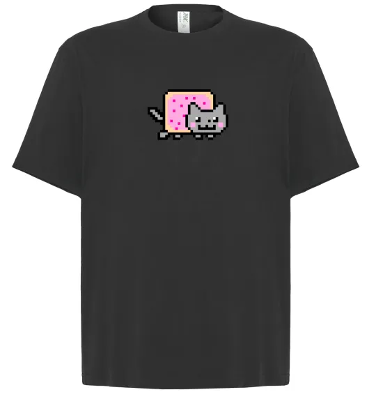 Футболка Оверсайз Nyan cat ВИШИВКА Черный фото