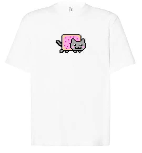 Футболка Оверсайз Nyan cat ВИШИВКА Белый фото