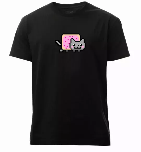 Чоловіча преміум футболка Nyan cat ВИШИВКА Чорний фото