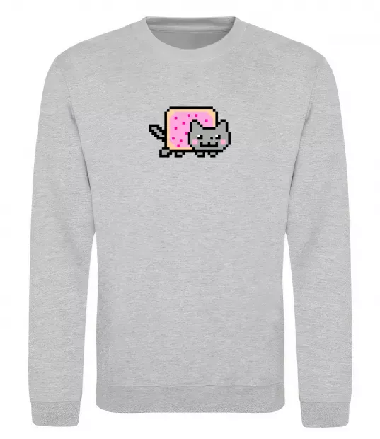 Свитшот Nyan cat ВИШИВКА Серый меланж фото