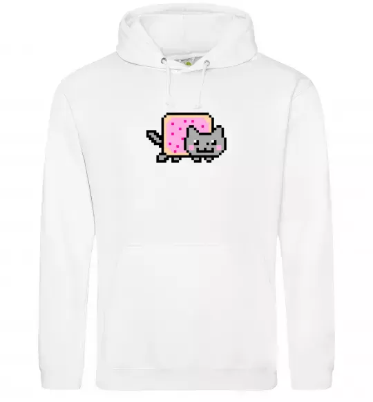 Мужская толстовка (худи) Nyan cat ВИШИВКА Белый фото