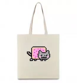 Еко-сумка Nyan cat ВИШИВКА Бежевий фото