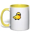 Чашка с цветной ручкой Duck pixel ВИШИВКА Солнечно желтый фото