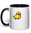 Чашка з кольоровою ручкою Duck pixel ВИШИВКА Чорний фото