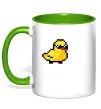 Чашка з кольоровою ручкою Duck pixel ВИШИВКА Лаймовий фото