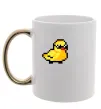Чашка с цветной ручкой Duck pixel ВИШИВКА Золото фото