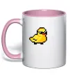 Чашка с цветной ручкой Duck pixel ВИШИВКА Нежно розовый фото