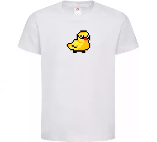 Детская футболка Duck pixel ВИШИВКА Белый фото