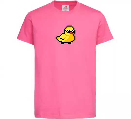 Детская футболка Duck pixel ВИШИВКА Ярко-розовый фото