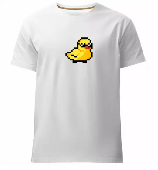 Мужская премиум футболка Duck pixel ВИШИВКА Белый фото