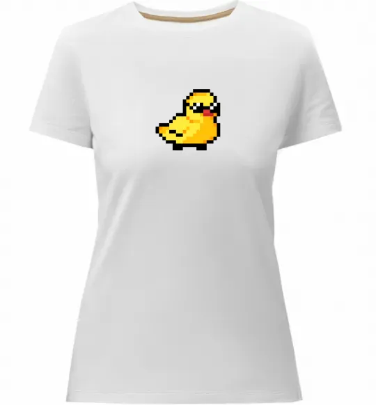 Женская премиум футболка Duck pixel ВИШИВКА Белый фото