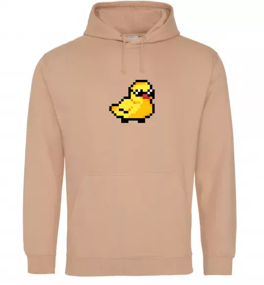 Мужская толстовка (худи) Duck pixel ВИШИВКА Песочный фото