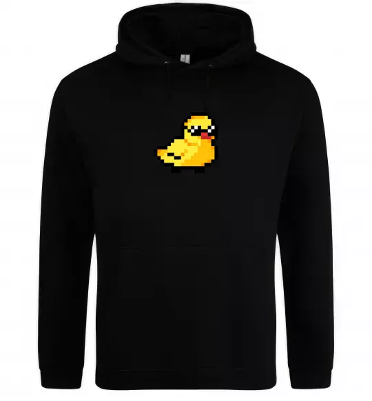 Женская толстовка (худи) Duck pixel ВИШИВКА Черный фото