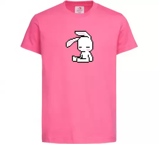Детская футболка Bunny pixel ВИШИВКА Ярко-розовый фото