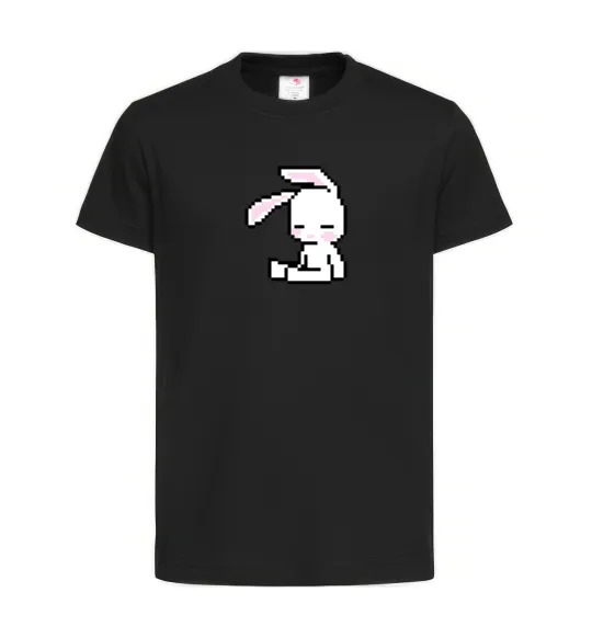 Детская футболка Bunny pixel ВИШИВКА Черный фото