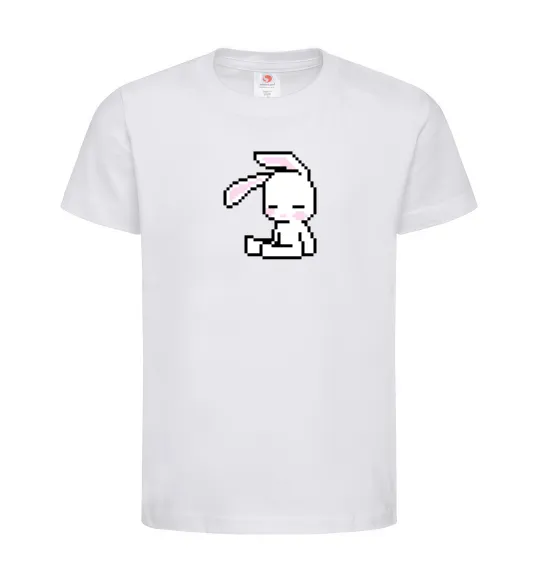 Детская футболка Bunny pixel ВИШИВКА Белый фото