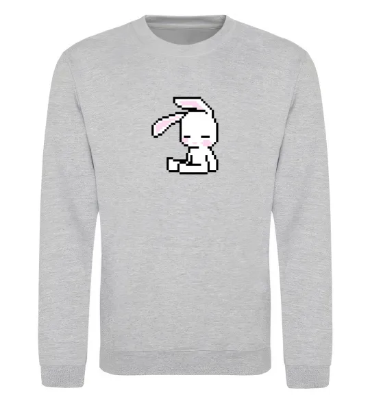 Свитшот Bunny pixel ВИШИВКА Серый меланж фото