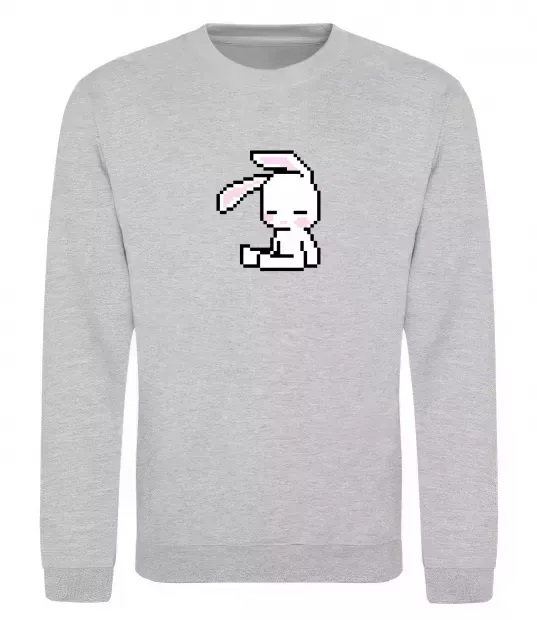 Свитшот Bunny pixel ВИШИВКА Серый меланж фото