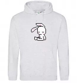 Мужская толстовка (худи) Bunny pixel ВИШИВКА Серый меланж фото