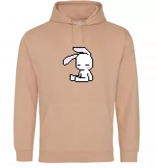 Мужская толстовка (худи) Bunny pixel ВИШИВКА Песочный фото