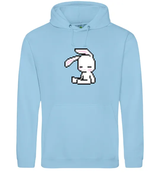 Мужская толстовка (худи) Bunny pixel ВИШИВКА Голубой фото