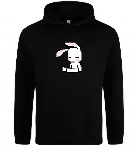 Женская толстовка (худи) Bunny pixel ВИШИВКА Черный фото