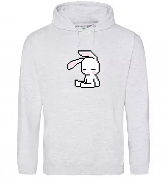 Женская толстовка (худи) Bunny pixel ВИШИВКА Серый меланж фото