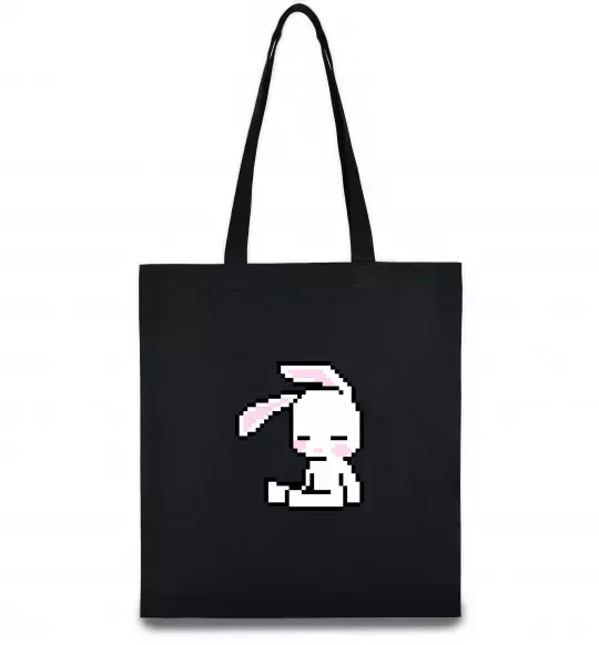 Еко-сумка Bunny pixel ВИШИВКА Чорний фото