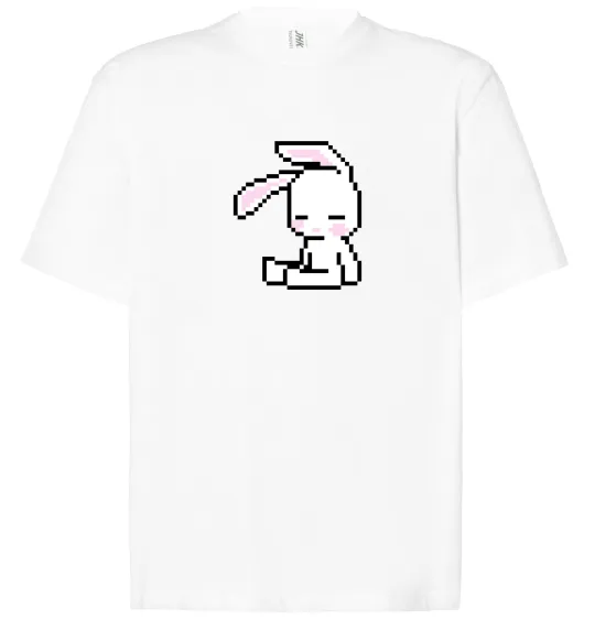 Футболка Оверсайз Bunny pixel ВИШИВКА Білий фото