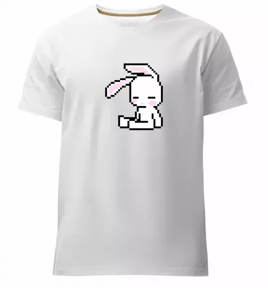 Чоловіча преміум футболка Bunny pixel ВИШИВКА Білий фото