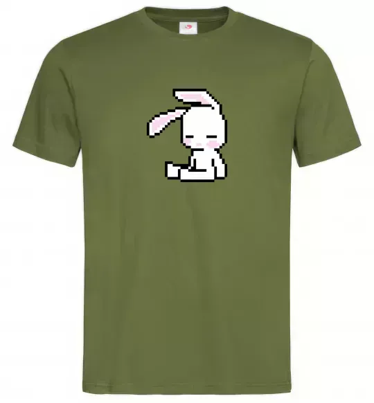 Мужская футболка Bunny pixel ВИШИВКА Оливковый фото