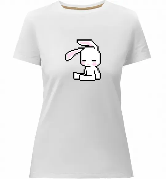 Женская премиум футболка Bunny pixel ВИШИВКА Белый фото