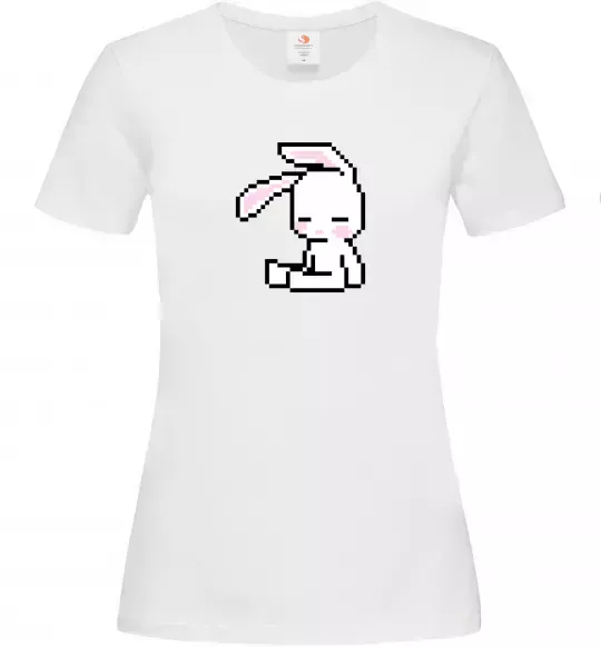Женская футболка Bunny pixel ВИШИВКА Белый фото