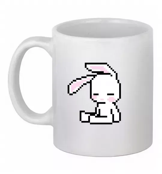Чашка керамическая Bunny pixel ВИШИВКА Белый фото