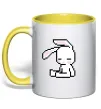 Чашка с цветной ручкой Bunny pixel ВИШИВКА Солнечно желтый фото